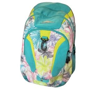 High Sierra Suspension Padded Strap Backpack Green Yellows Pinks Camp Travel